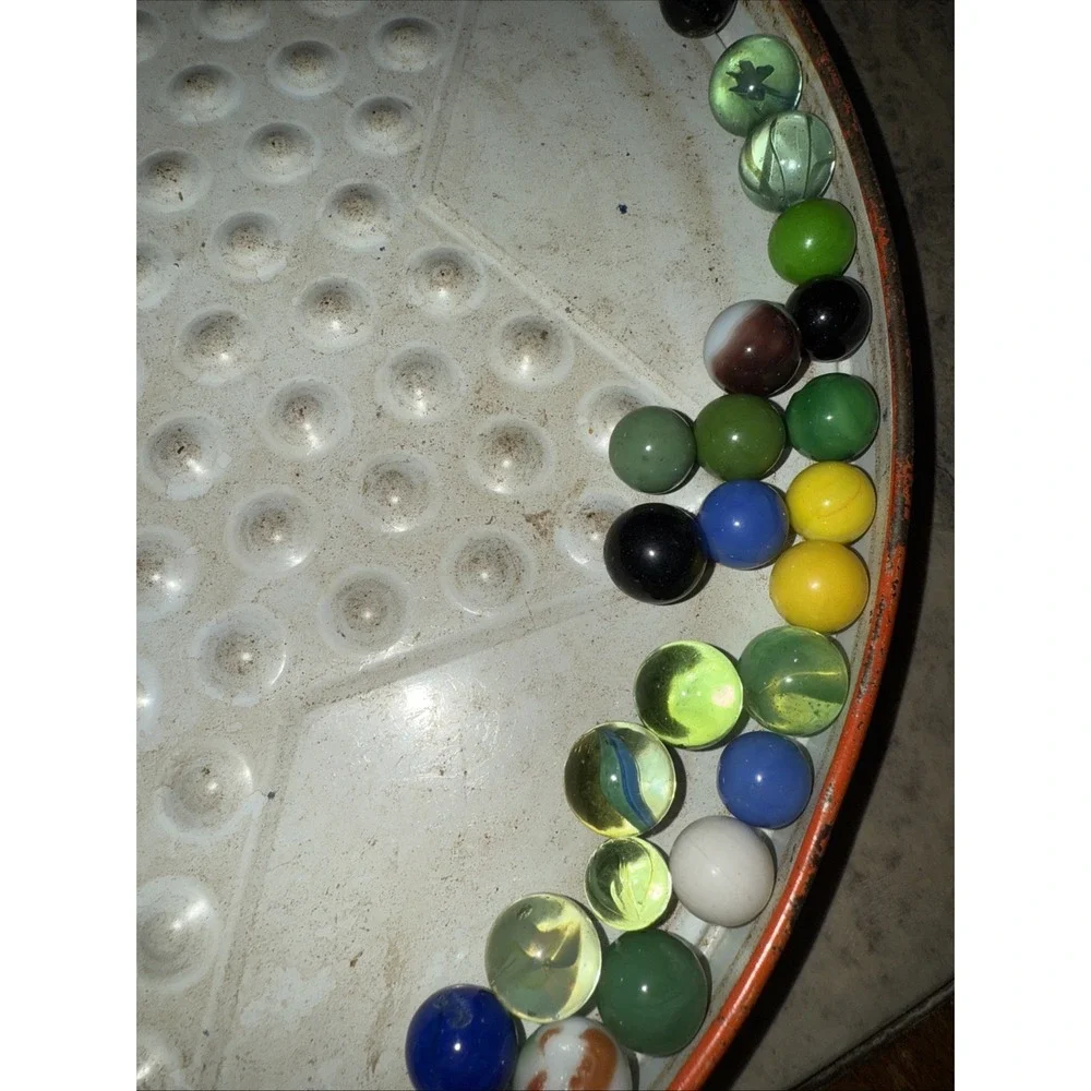 Lot of 186 Vtg‎ Glass Marbles Multiple Colors Mini Glass Coffee Pot Used